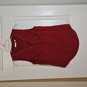 NY & CO Women's Rust Button Down Sleeveless Blouse Breast Pockets Size S